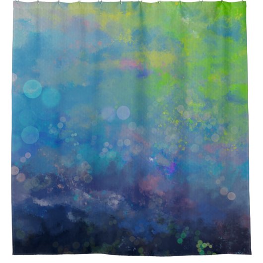 抽象芸術印象派の水彩百合池 シャワーカーテン (正面)