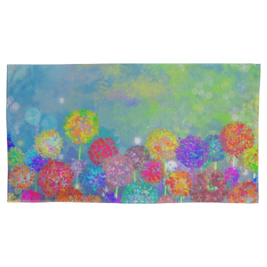 抽象芸術印象派の花畑 枕カバー (正面)