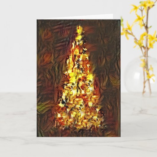 抽象芸術印象派クリスマスツリーホリデーカード カード (黄色い花)
