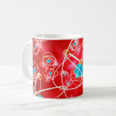 抽象芸術原子背景，モレクの化学モデル コーヒーマグカップ (正面左)