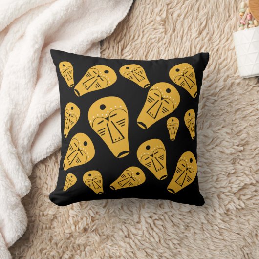 抽象芸術原生部族タトゥーマスク クッション (ブランケット)