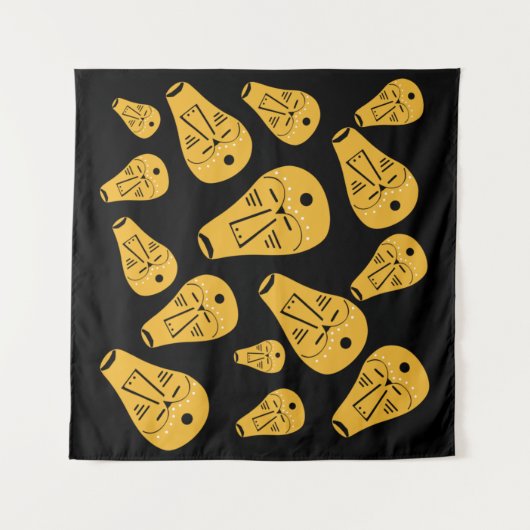 抽象芸術原生部族タトゥーマスク タペストリー (正面(横))