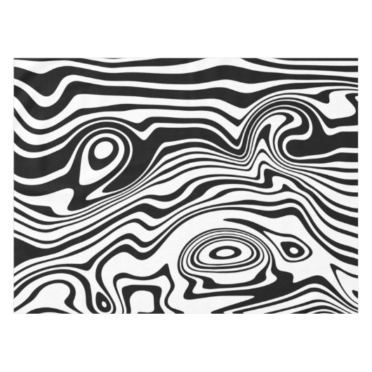 抽象芸術反り黒と白線-カスタマイズ可能 テーブルクロス (正面(横))