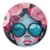 抽象芸術反乱軍の女スタイリッシュの子の装飾バラ セラミックノブ (正面)