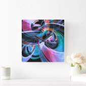 抽象芸術反映リングや輪 スクエア壁時計 (ホーム)