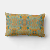 抽象芸術収穫オレンジとティール（緑がかった色）モチーフ ランバークッション (裏面)