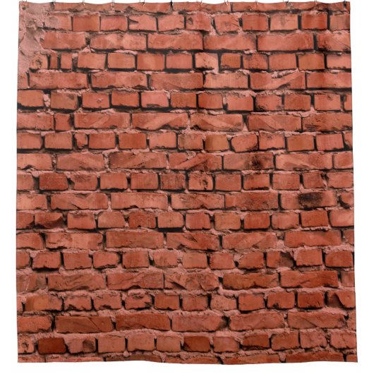 抽象芸術古いヴィンテージの割れバンピー粗いレンガの壁 シャワーカーテン (正面)