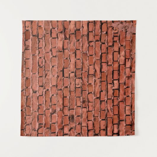 抽象芸術古いヴィンテージの割れバンピー粗いレンガの壁 タペストリー (正面(横))