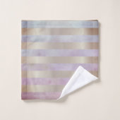 抽象芸術古い金ゴールドストライプの花の水色 バスタオルセット (ウォッシュタオル)