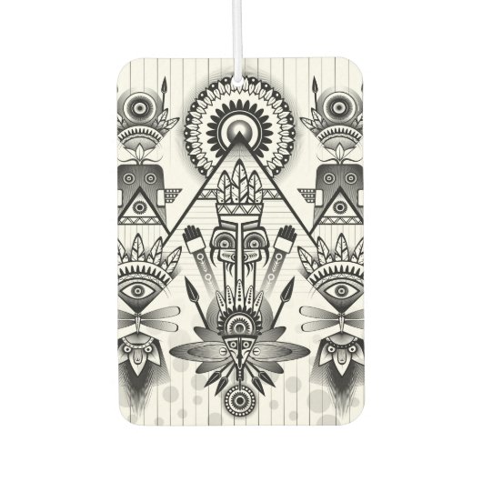 抽象芸術古代先住民インディアン部族 カーエアーフレッシュナー (正面)