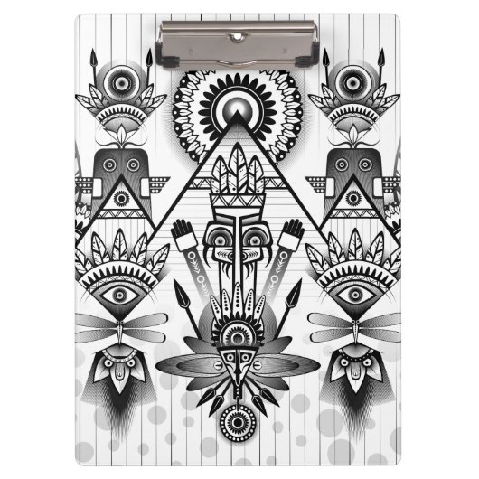 抽象芸術古代先住民インディアン部族 クリップボード (正面)
