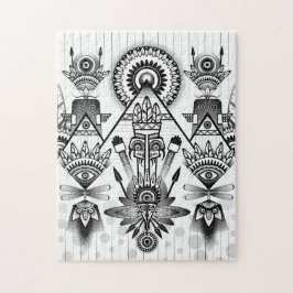 抽象芸術古代先住民インディアン部族 ジグソーパズル