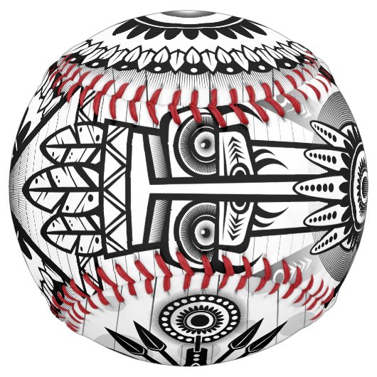 抽象芸術古代先住民インディアン部族 ソフトボール (裏面)