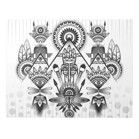 抽象芸術古代先住民インディアン部族 ノートパッド (正面)