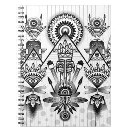 抽象芸術古代先住民インディアン部族 ノートブック
