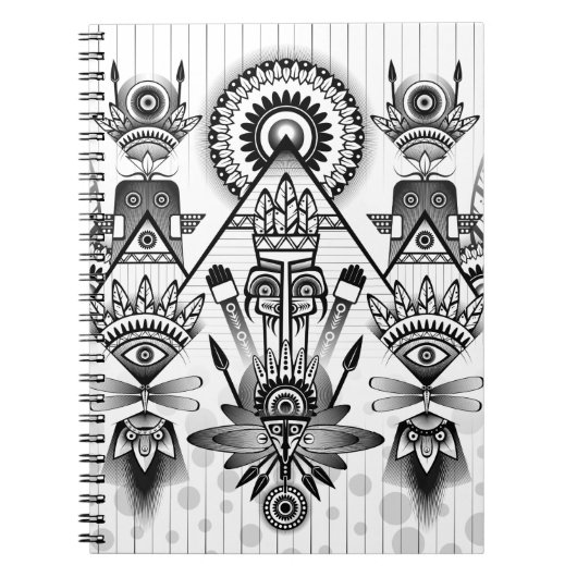 抽象芸術古代先住民インディアン部族 ノートブック (正面)