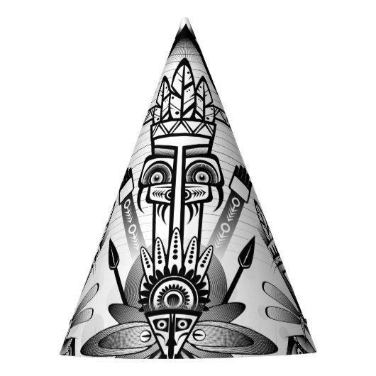 抽象芸術古代先住民インディアン部族 パーティーハット (正面)