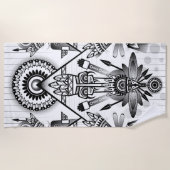 抽象芸術古代先住民インディアン部族 ビーチタオル (正面)