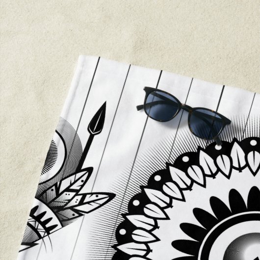 抽象芸術古代先住民インディアン部族 ビーチタオル (インサイチュ)