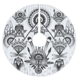 抽象芸術古代先住民インディアン部族 ブラッシュドポリエステルツリースカート