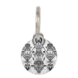 抽象芸術古代先住民インディアン部族 ペット　ネームタグ