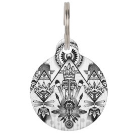 抽象芸術古代先住民インディアン部族 ペット　ネームタグ