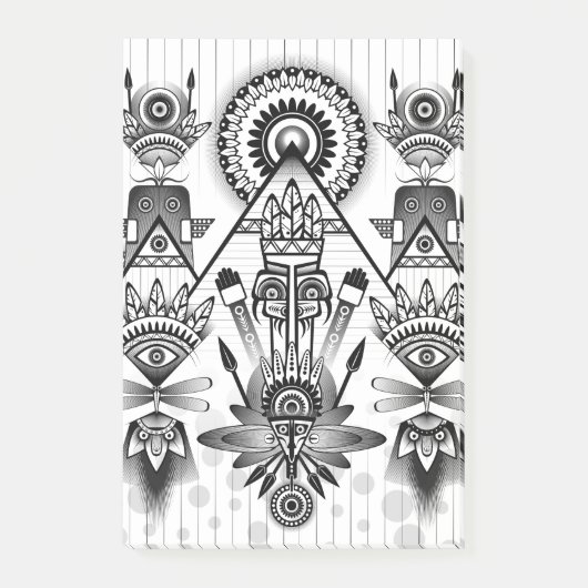 抽象芸術古代先住民インディアン部族 ポストイット (正面)