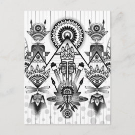 抽象芸術古代先住民インディアン部族 ポストカード