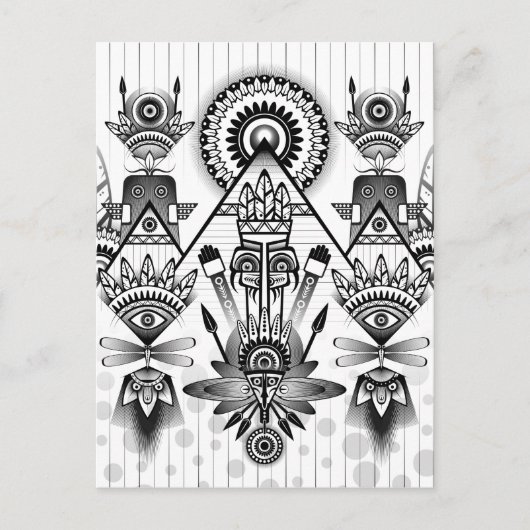 抽象芸術古代先住民インディアン部族 ポストカード (正面)
