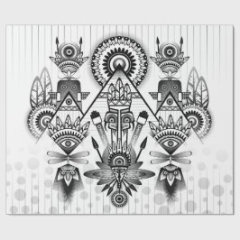 抽象芸術古代先住民インディアン部族 ラッピングペーパー