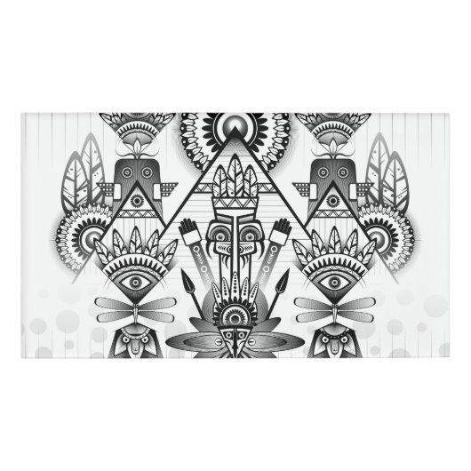 抽象芸術古代先住民インディアン部族 名札 (正面)