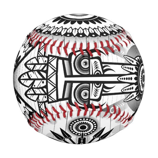 抽象芸術古代先住民インディアン部族 野球ボール (裏面)