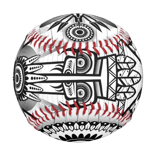 抽象芸術古代先住民インディアン部族 野球ボール (正面)