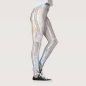 抽象芸術古木ドアの青/グレーパーソナライズされた名 レギンス (右)