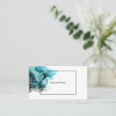 抽象芸術名ミニマル刺-ティール（緑がかった色）ブルー&ブラック 名刺 (スタンド正面)