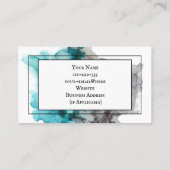 抽象芸術名ミニマル刺-ティール（緑がかった色）ブルー&ブラック 名刺 (裏面)