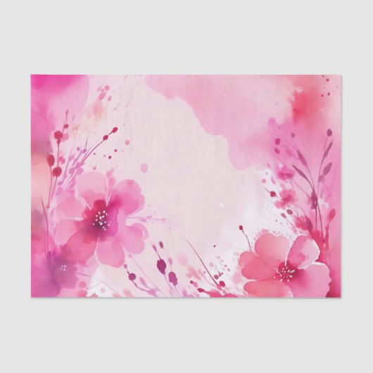 抽象芸術咲き水色ピンク 薄葉紙 (正面)