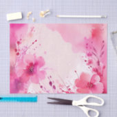 抽象芸術咲き水色ピンク 薄葉紙 (クラフト)