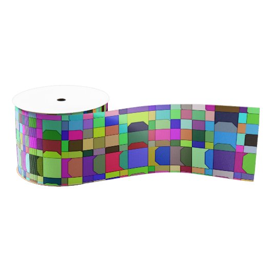 抽象芸術四角形数々のの色パターン グログランリボン (リール)