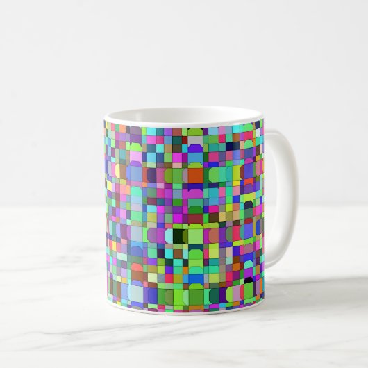 抽象芸術四角形数々のの色パターン コーヒーマグカップ (正面右)