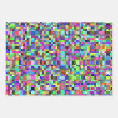 抽象芸術四角形数々のの色パターン ラッピングペーパーシート (正面3)