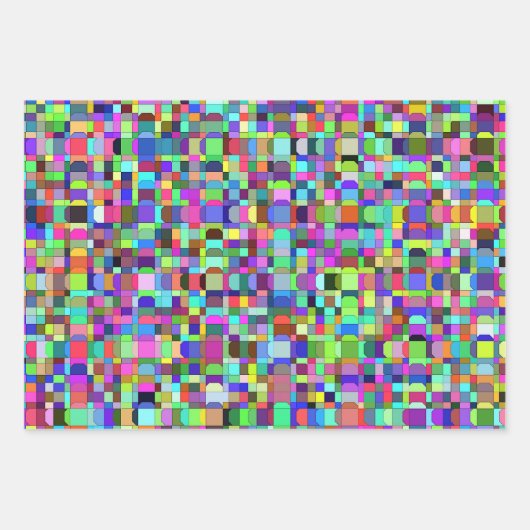 抽象芸術四角形数々のの色パターン ラッピングペーパーシート (正面)