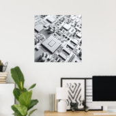 抽象芸術回路基板 ポスター (ホームオフィス)