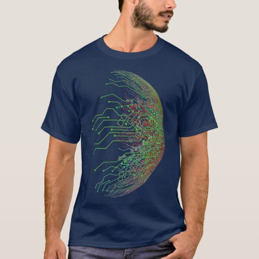 抽象芸術回路基板World Binary Tシャツ (正面)