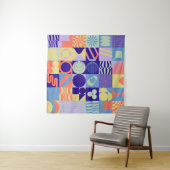 抽象芸術図形で作られたジオメトシンプルリパターン タペストリー (インサイチュ(横))