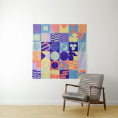 抽象芸術図形で作られたジオメトシンプルリパターン タペストリー (インサイチュ)