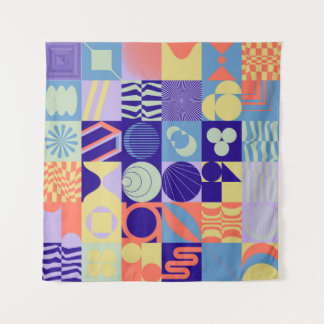 抽象芸術図形で作られたジオメトシンプルリパターン タペストリー