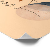 抽象芸術図形とラインアート顔 ポスター (角)