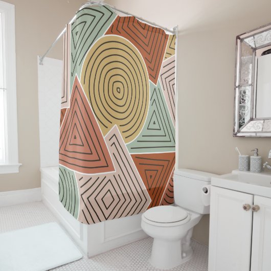 抽象芸術図形と線のイラストレーションp シャワーカーテン (インサイチュ)