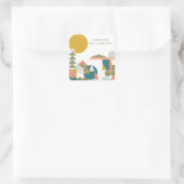 抽象芸術図形の横ティール（緑がかった色） パーソナライズされた スクエアシール (バッグ)